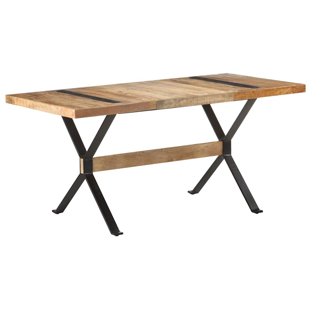 vidaXL Mesa de comedor de madera de mango rugosa 160x80x76 cm