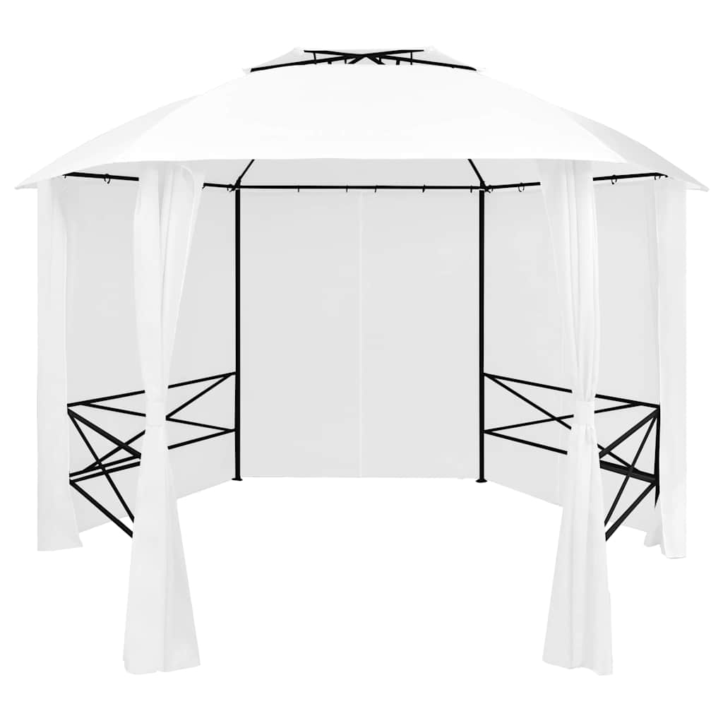 vidaXL Marquesina de jardín con cortinas blanca 360x312x265cm 180 g/m²