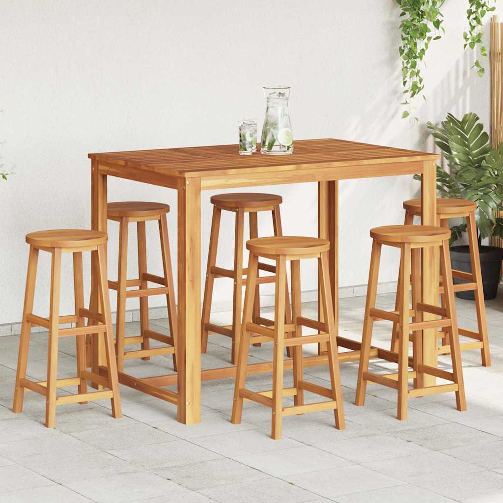 vidaXL Taburetes de cocina 6 unidades madera maciza de acacia