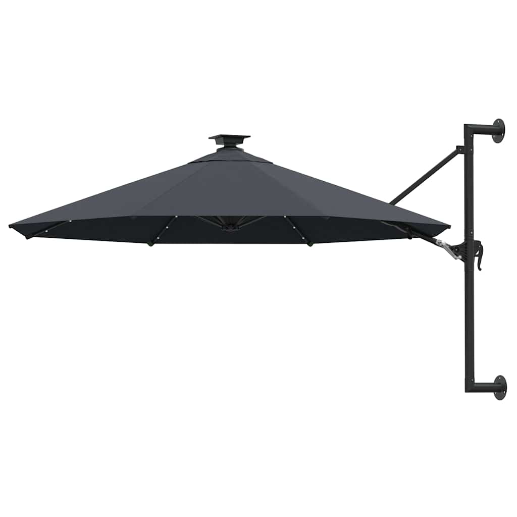 vidaXL Sombrilla de jardín de pared con luces LED antracita 300 cm