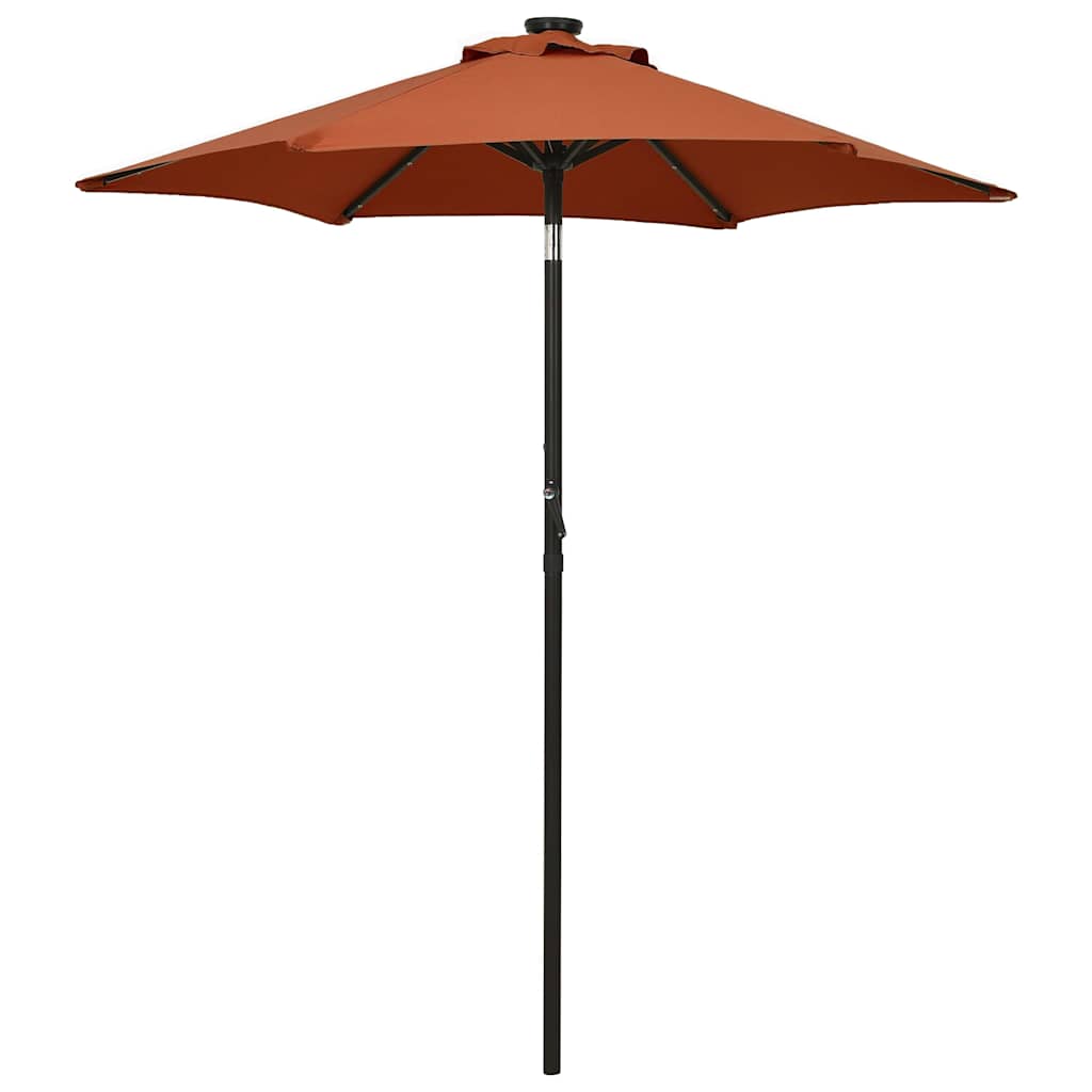 vidaXL Sombrilla de jardín con luces LED aluminio terracota 200x211 cm