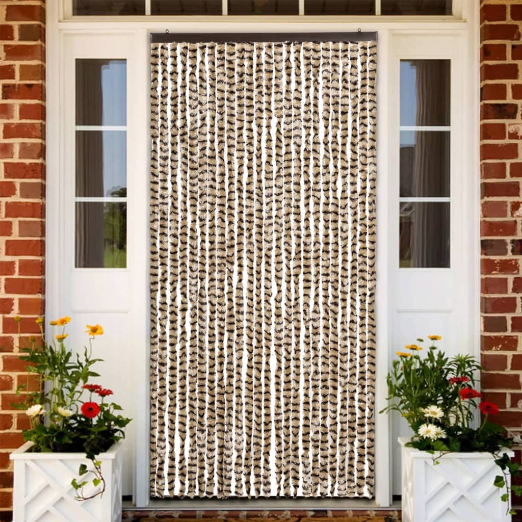 vidaXL Cortina mosquitera beige y marrón chenilla 100x220 cm