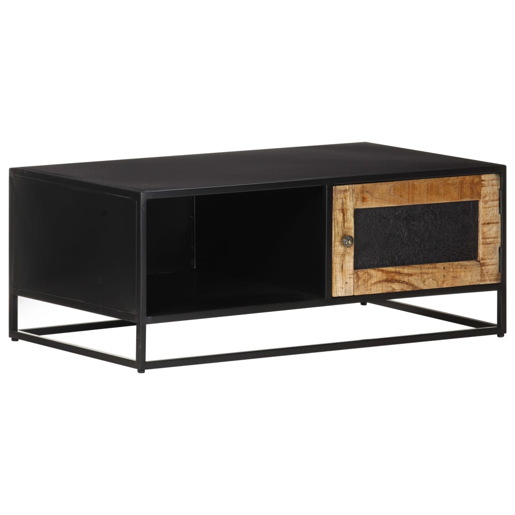 vidaXL Mesa de centro madera de mango rugosa 90x50x35 cm