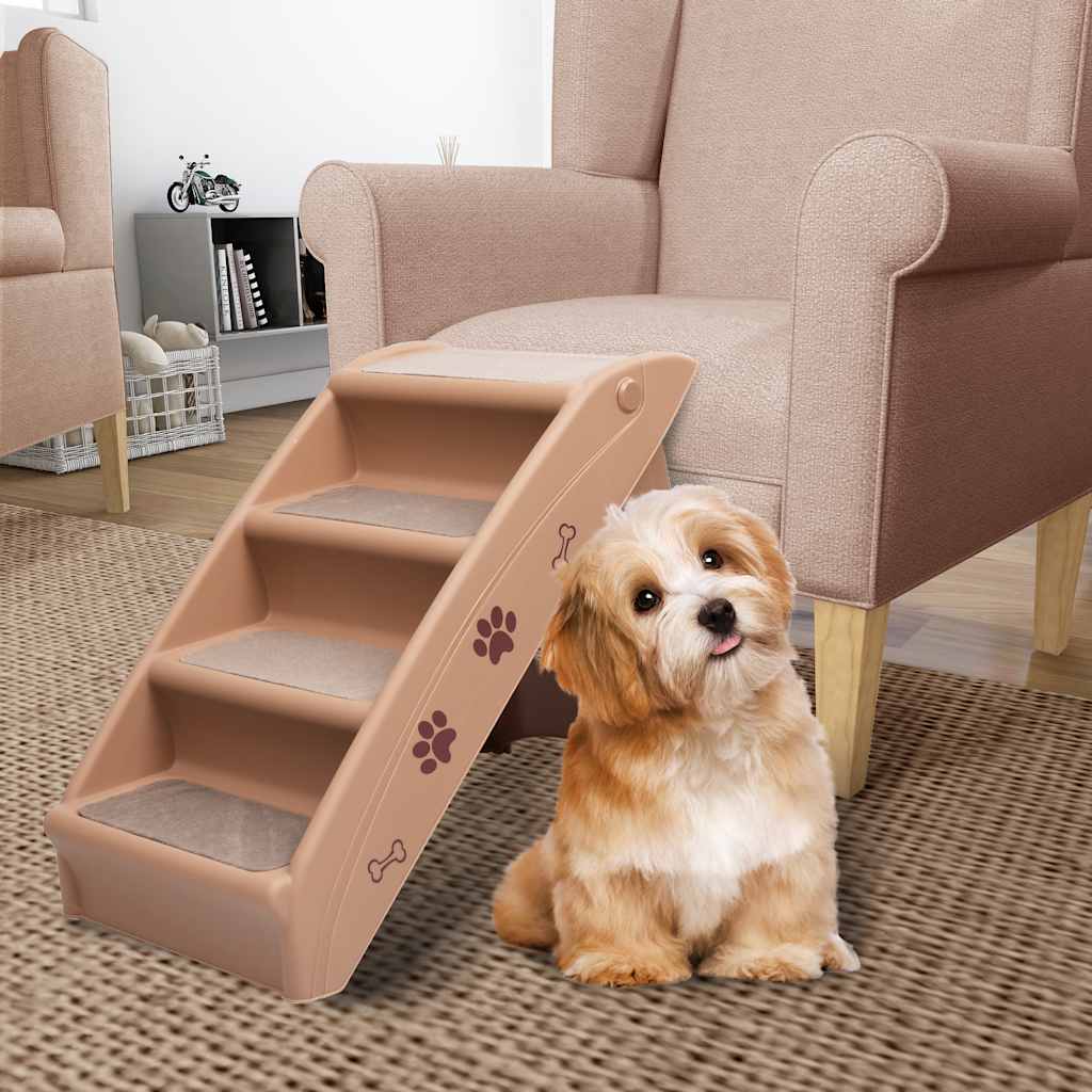 vidaXL Escalera plegable para perros marrón 62x40x49,5 cm