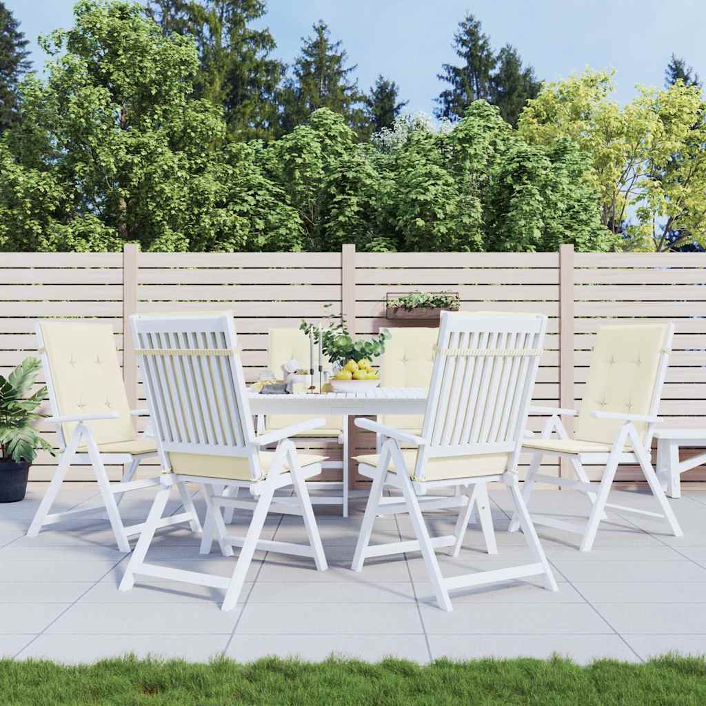 vidaXL Cojín silla de jardín respaldo alto 6 uds tela crema 120x50x3cm