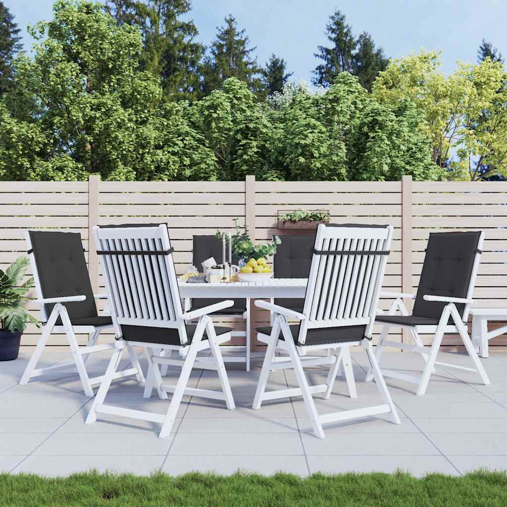 vidaXL Cojín silla de jardín respaldo alto 6 uds tela negro 120x50x3cm