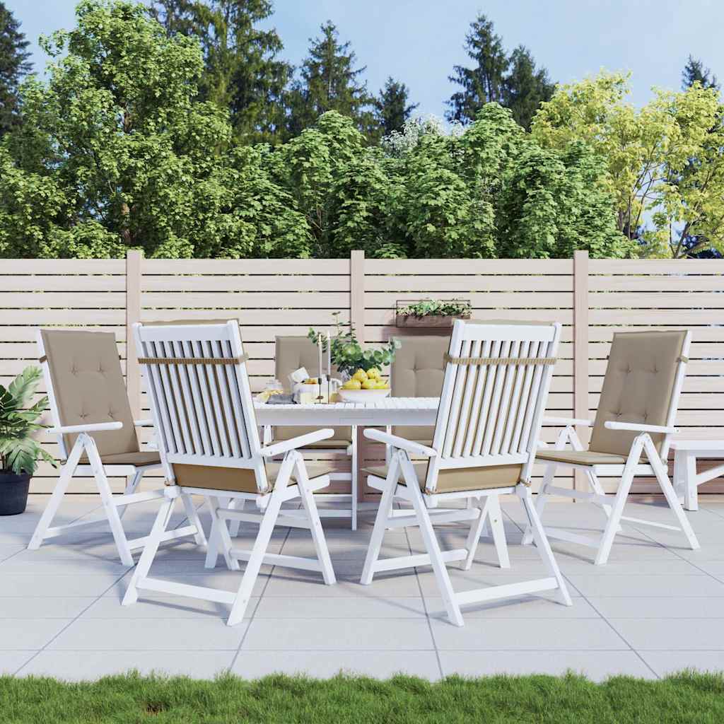 vidaXL Cojín silla de jardín respaldo alto 6 uds tela taupé 120x50x3cm