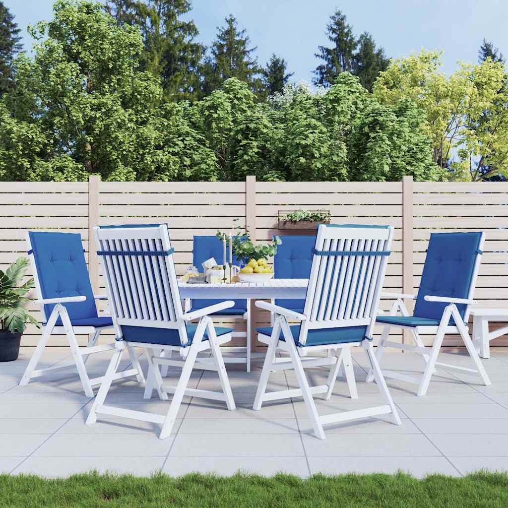 vidaXL Cojín silla de jardín respaldo alto 6 uds tela azul 120x50x3 cm