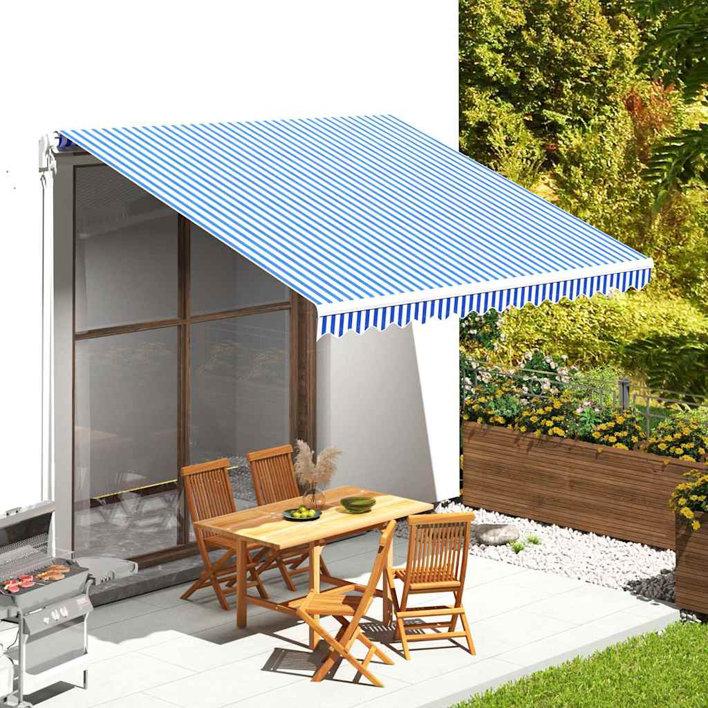 vidaXL Tela de repuesto para toldo azul y blanco 400x350 cm poliéster