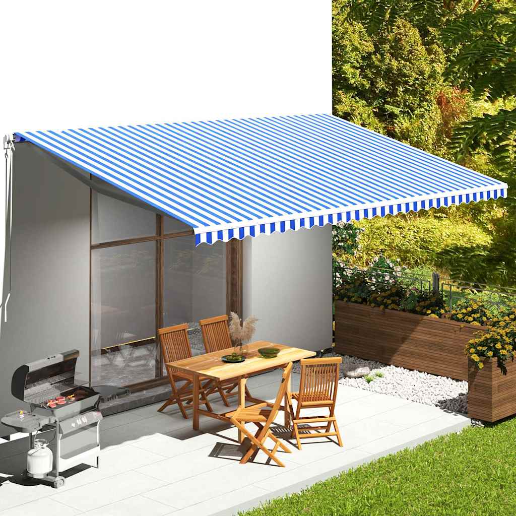 vidaXL Tela de repuesto para toldo azul y blanco 600x350 cm poliéster