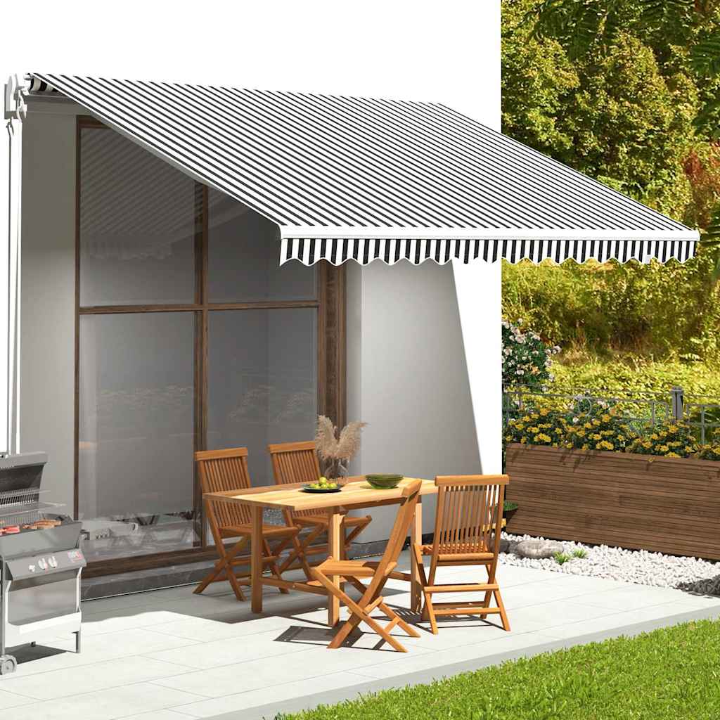 vidaXL Tela de repuesto para toldo gris antracita y blanco 450x350 cm poliéster