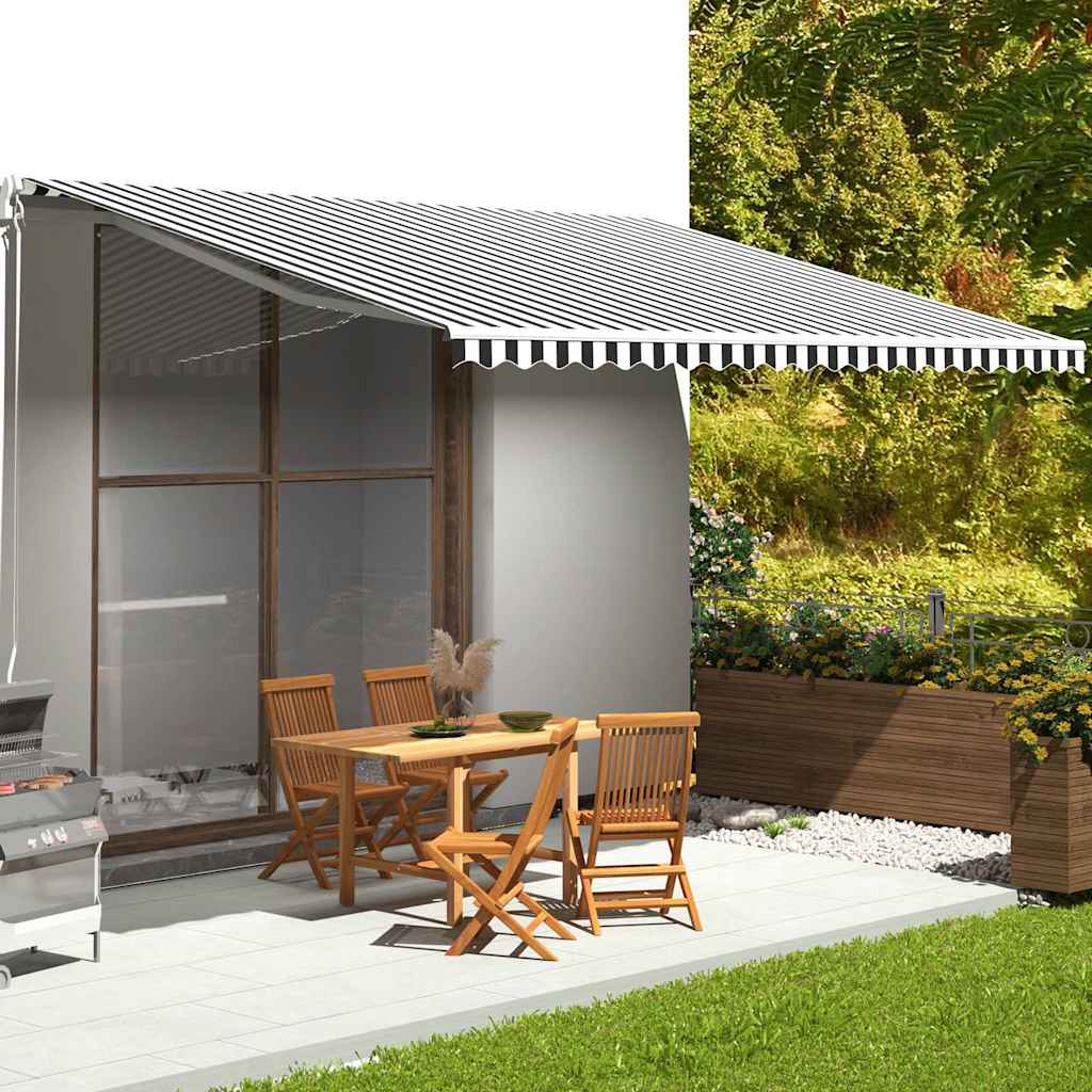 vidaXL Tela de repuesto para toldo gris antracita y blanco 500x350 cm poliéster