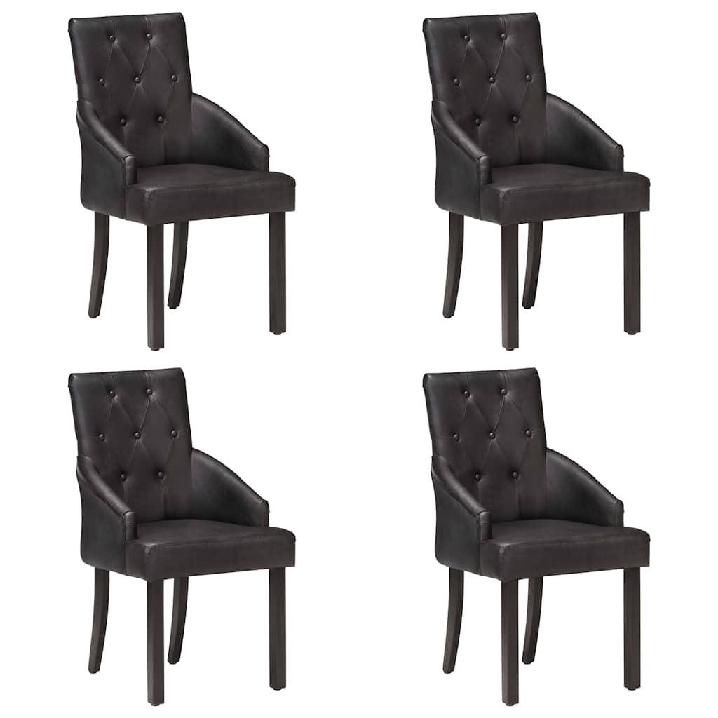 vidaXL Sillas de comedor 4 unidades cuero de cabra auténtico negro