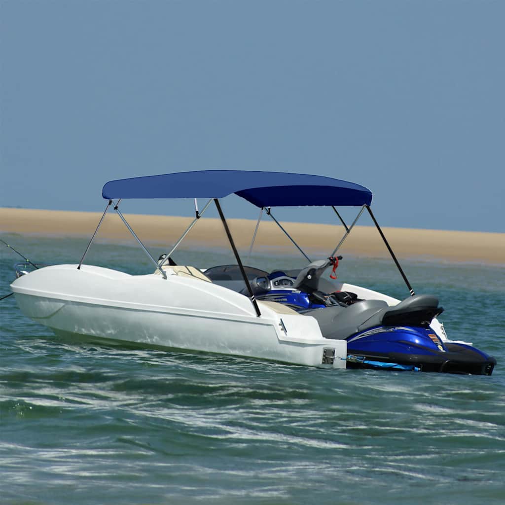 vidaXL Toldo Bimini de 4 arcos azul marino 243x(230-244)x137 cm