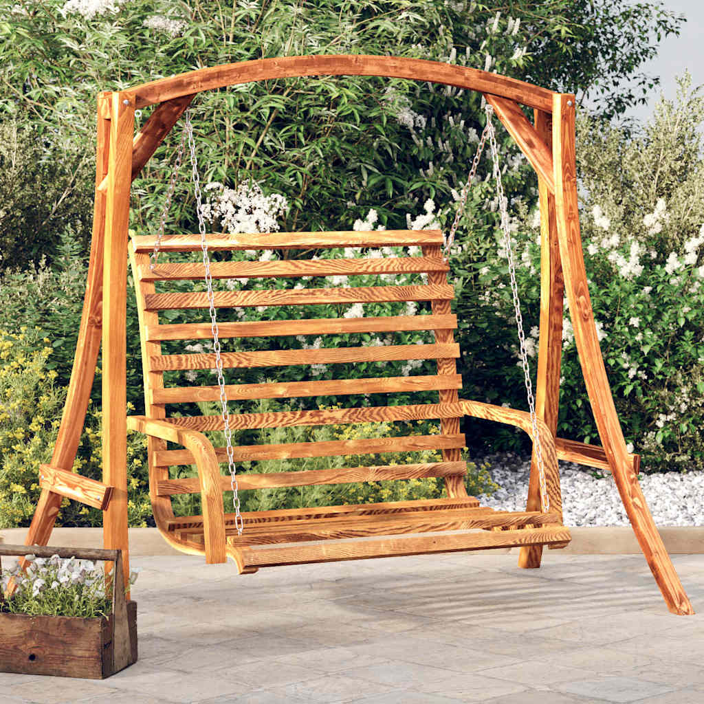 vidaXL Banco columpio madera curvada con acabado de teca 126x63x92 cm