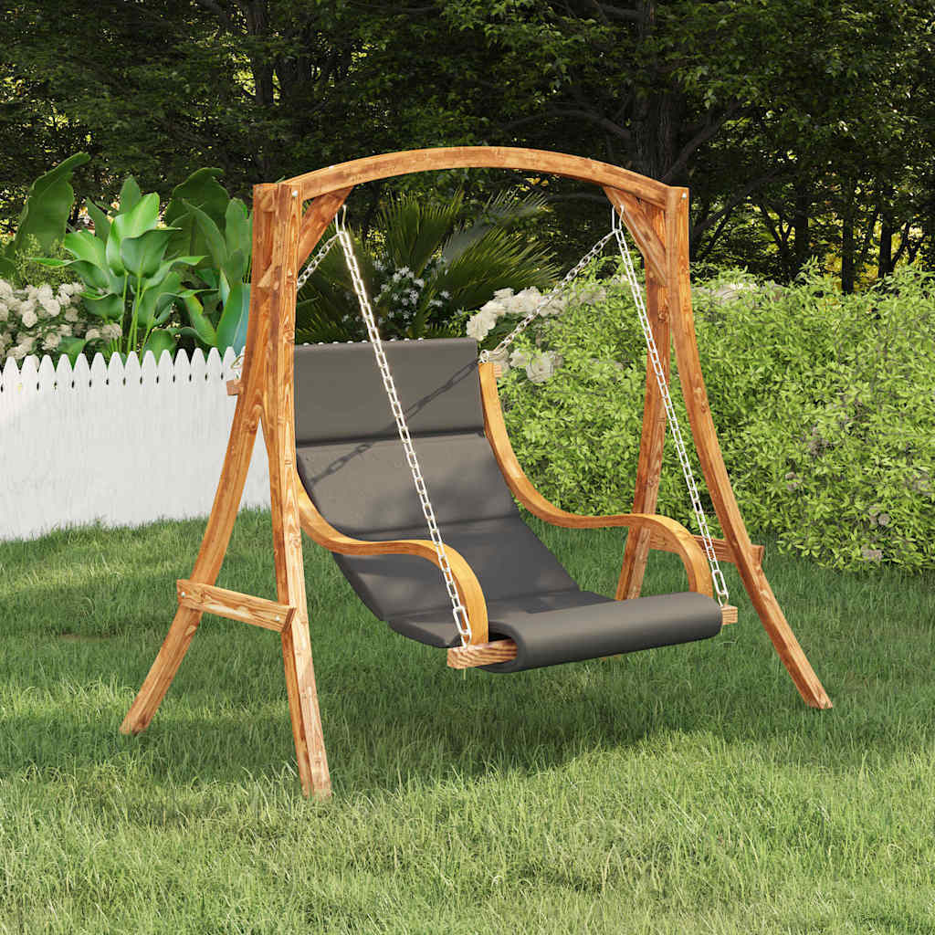 vidaXL Silla columpio sin estructura con cojín madera maciza curvada