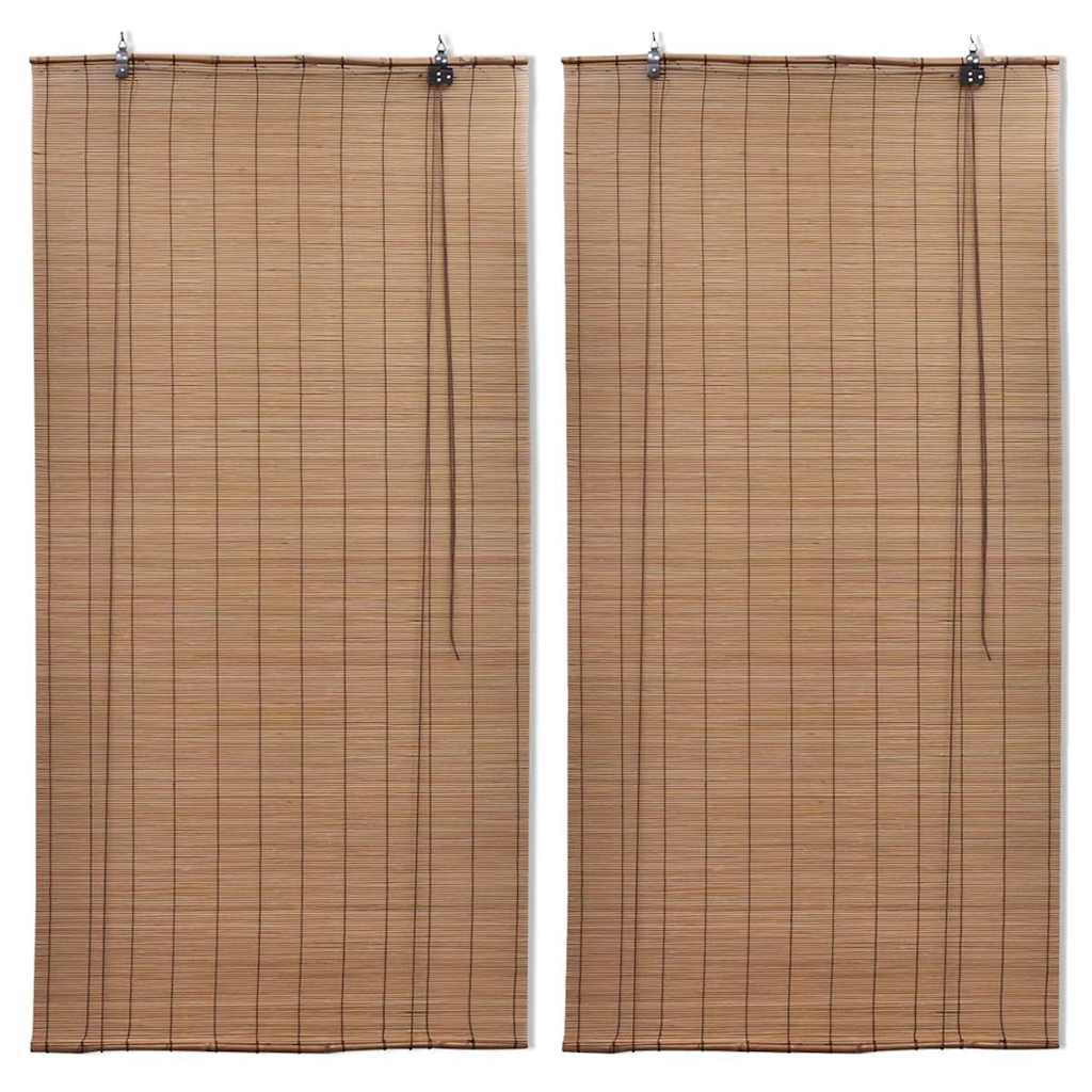 vidaXL Estor enrollable de bambú 2 unidades marrón 100x160 cm