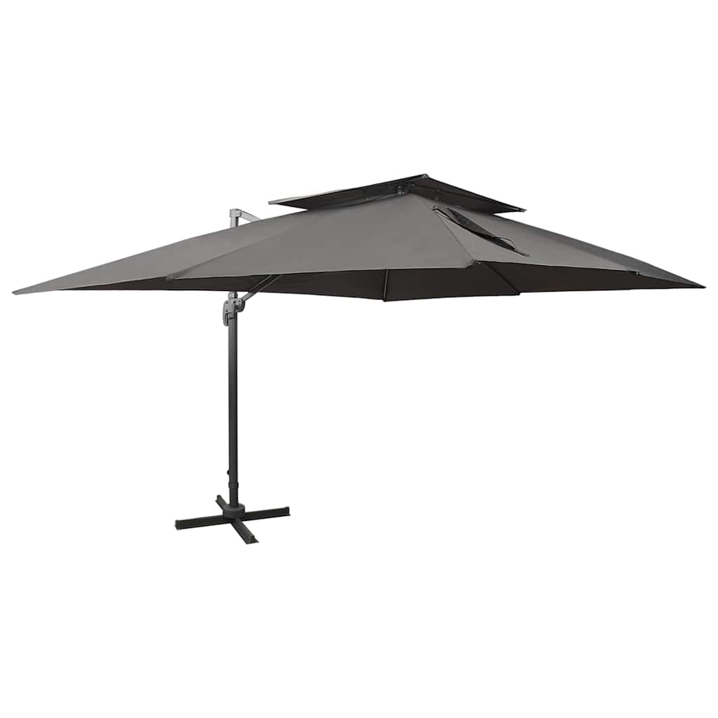 vidaXL Sombrilla de jardín voladiza con doble techo antracita 400x300 cm