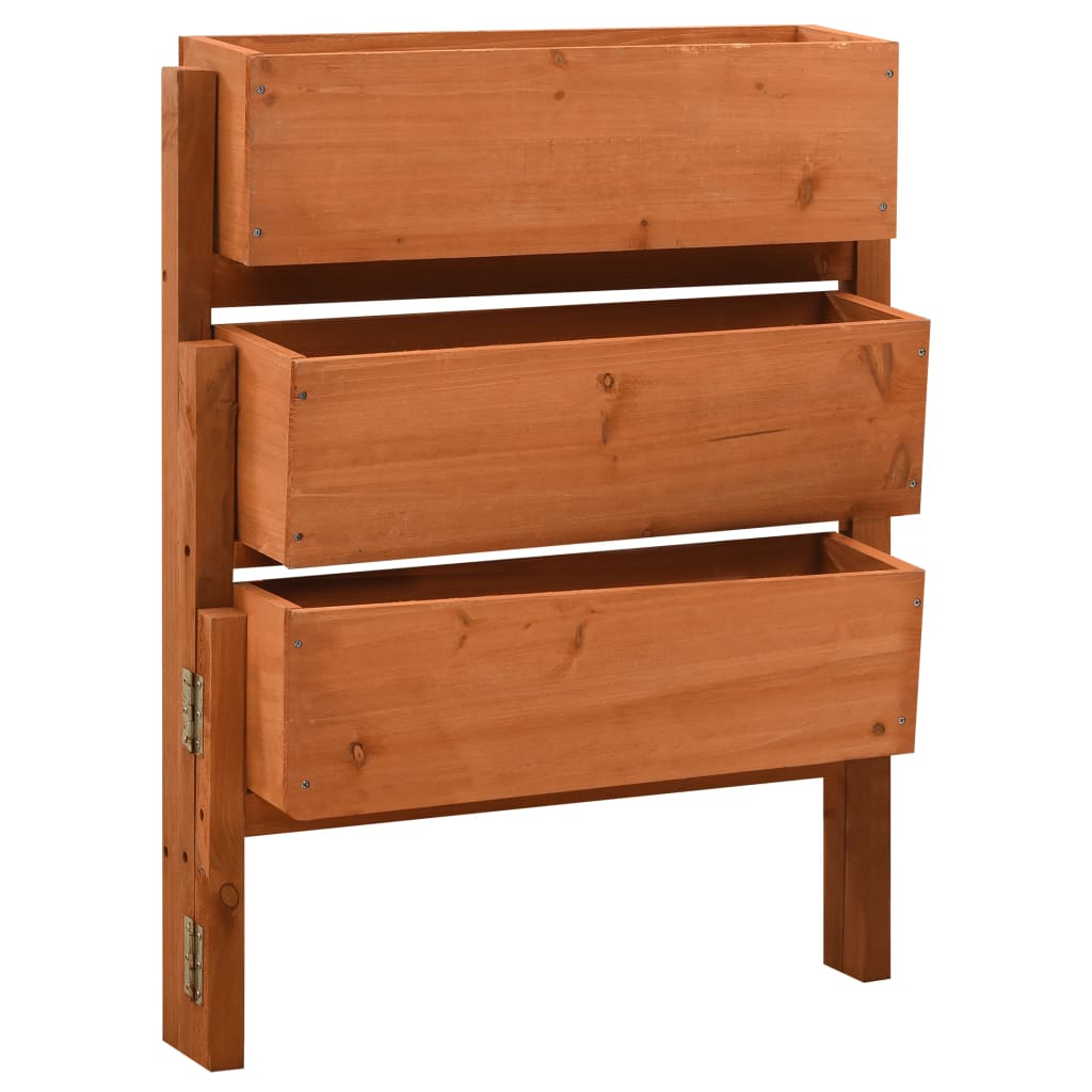 vidaXL Jardinera plegable de jardín madera abeto naranja 60x14x75 cm