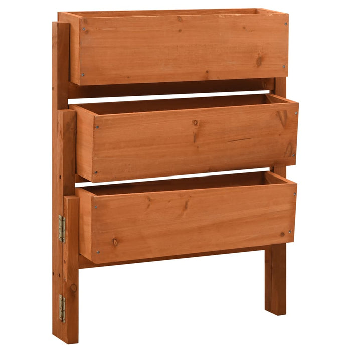 vidaXL Jardinera plegable de jardín madera abeto naranja 60x14x75 cm