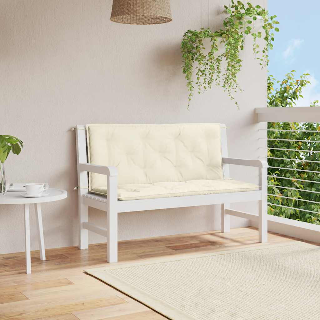 vidaXL Cojín de banco jardín tela Oxford blanco crema 120x(50+50)x7 cm