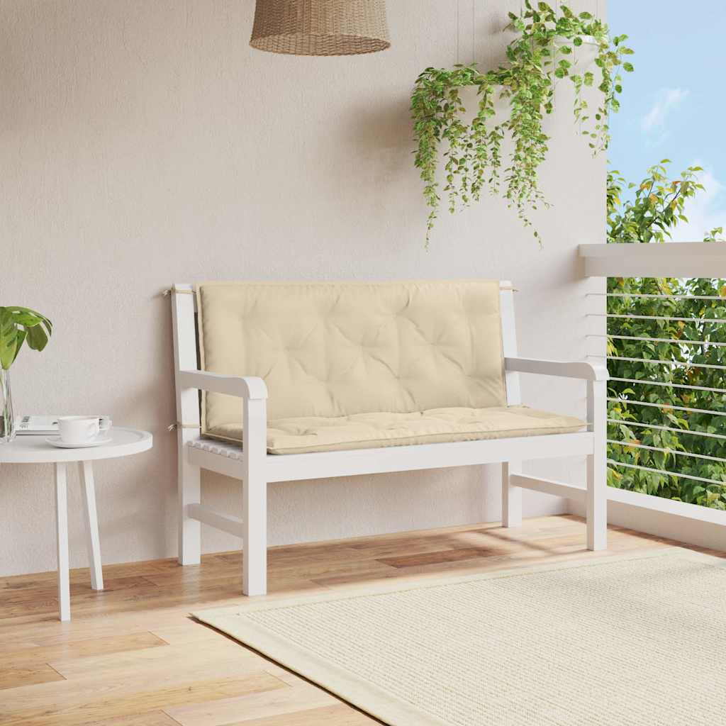 vidaXL Cojín de banco de jardín tela Oxford beige 120x(50+50)x7 cm