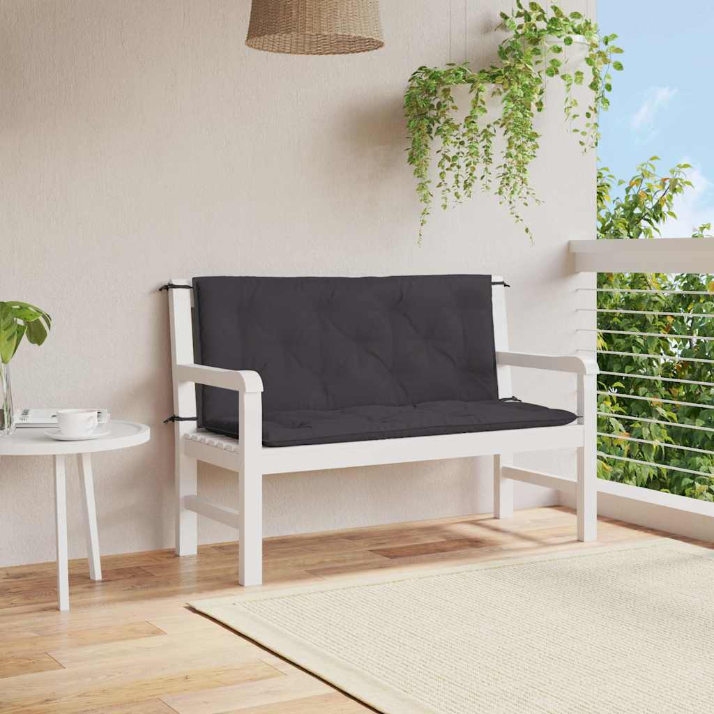 vidaXL Cojín de banco de jardín tela Oxford negro 120x(50+50)x7 cm