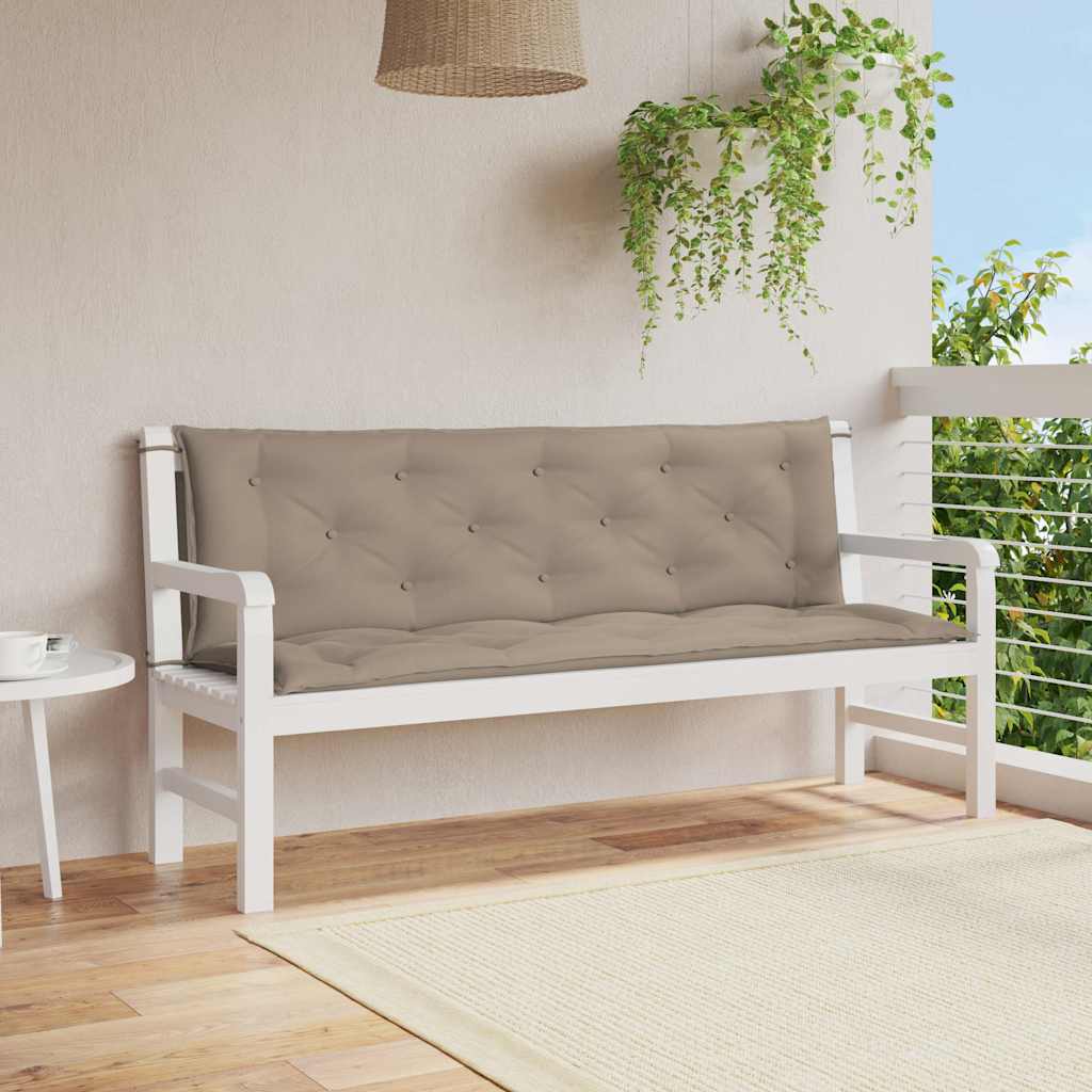 vidaXL Cojín de banco de jardín tela Oxford taupe 150x(50+50)x7 cm