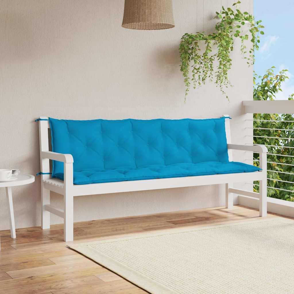 vidaXL Cojín de banco de jardín tela Oxford azul claro 180x(50+50)x7cm
