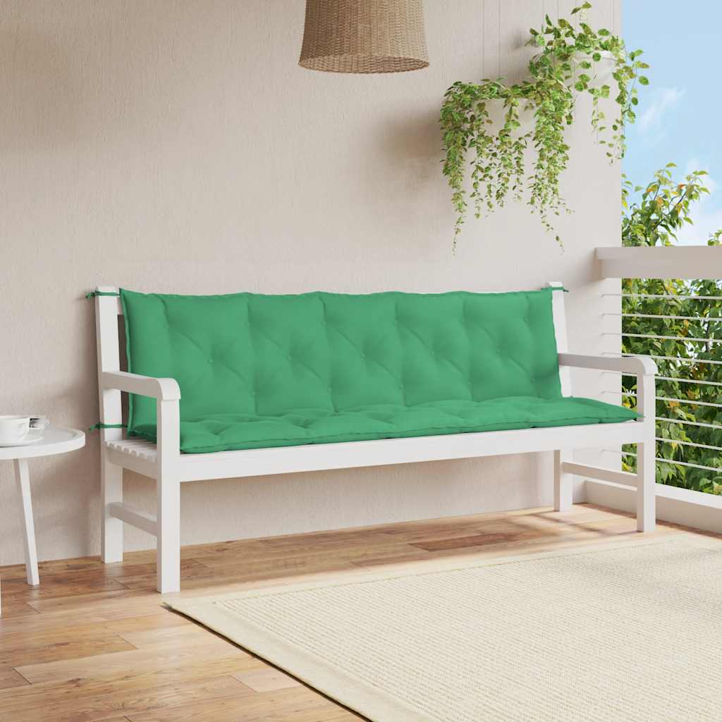 vidaXL Cojín de banco de jardín tela Oxford verde 180x(50+50)x7 cm