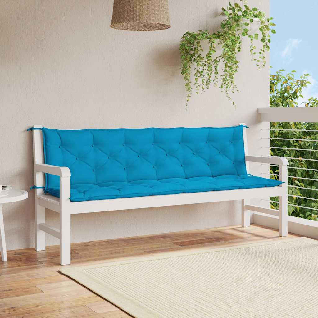 vidaXL Cojín de banco de jardín tela Oxford azul claro 200x(50+50)x7cm