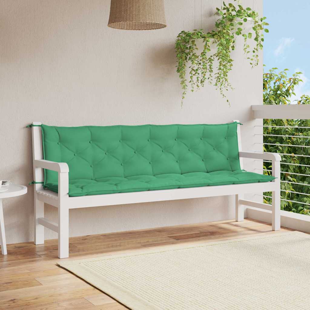 vidaXL Cojín de banco de jardín tela Oxford verde 200x(50+50)x7 cm