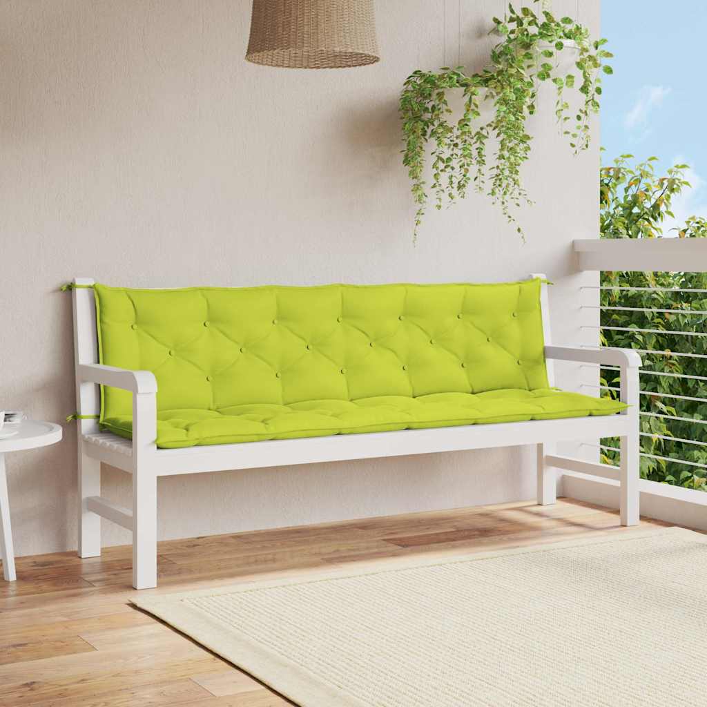 vidaXL Cojín banco jardín tela Oxford verde brillante 200x(50+50)x7 cm
