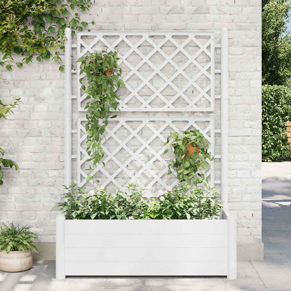 vidaXL Jardinera con enrejado PP blanca 100x43x142 cm