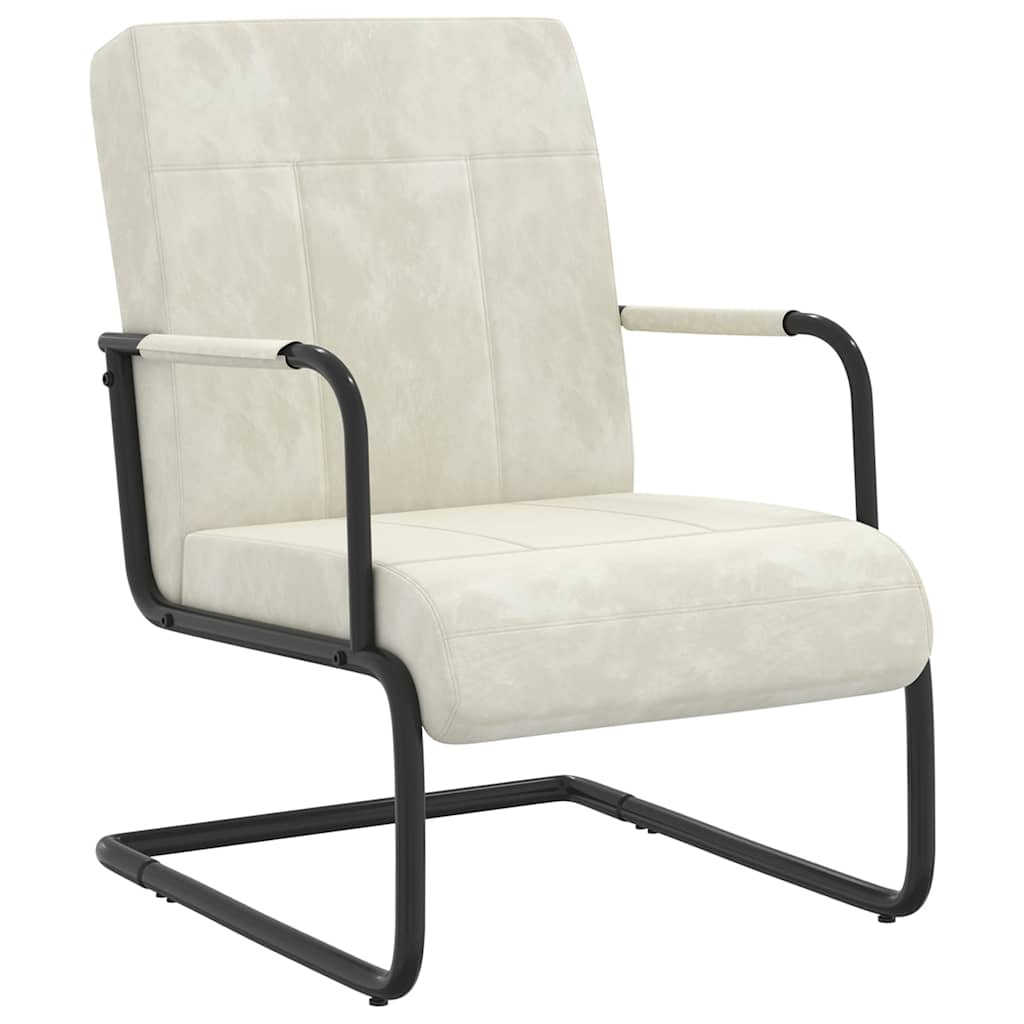 vidaXL Silla voladiza de terciopelo blanco crema