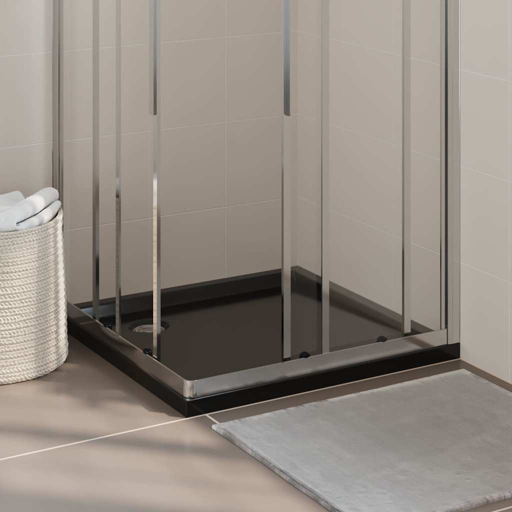 vidaXL Plato de ducha cuadrado de ABS negro 80x80 cm