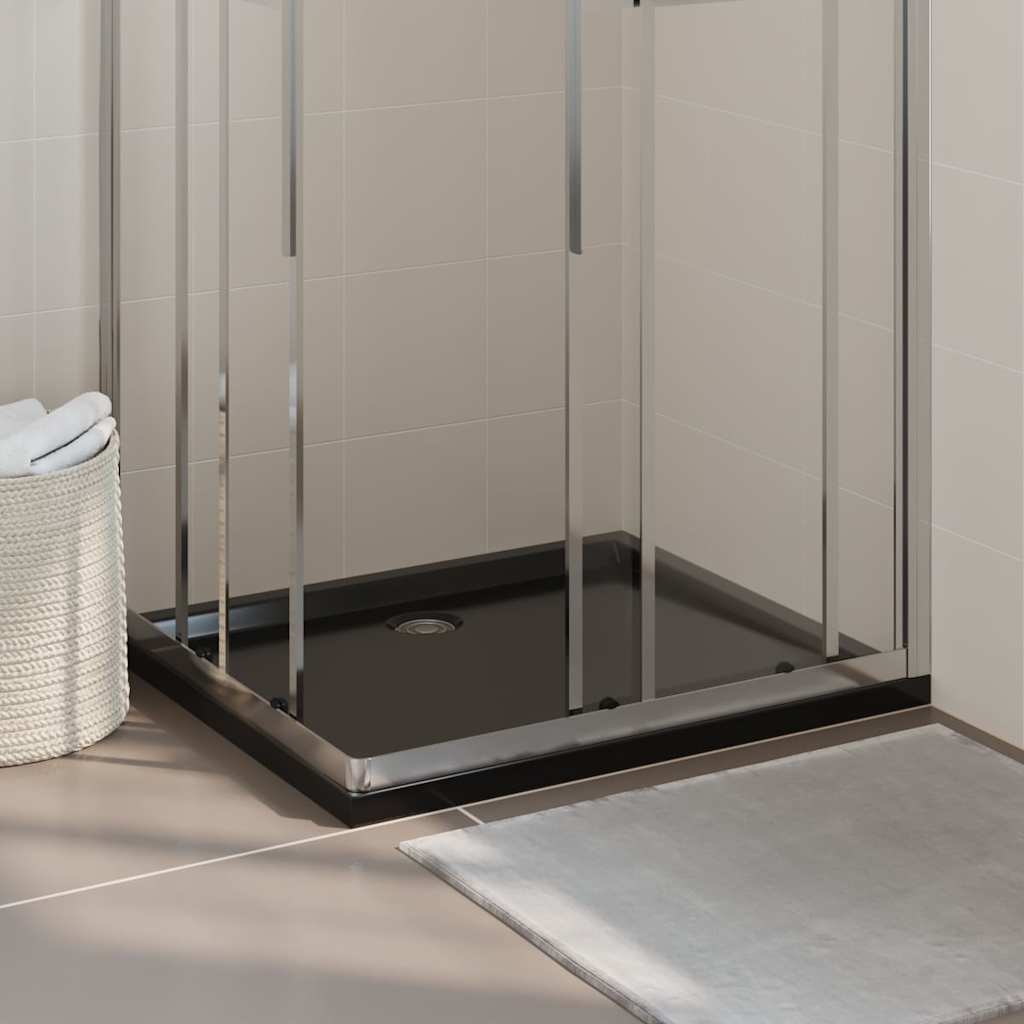 vidaXL Plato de ducha rectangular negro ABS 80x90 cm