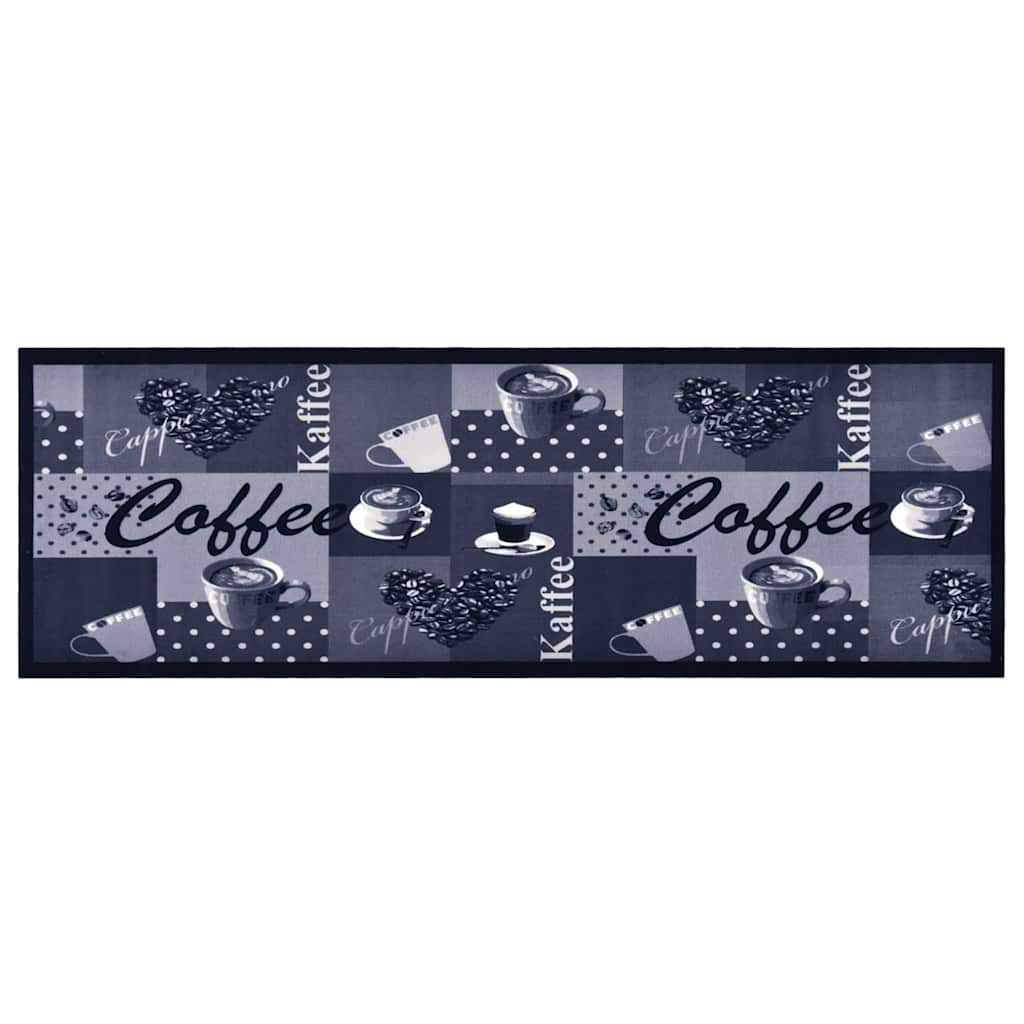 vidaXL Alfombra de cocina lavable Coffee azul 60x300 cm