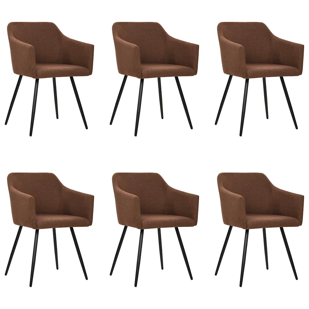 vidaXL Sillas de comedor 6 unidades tela marrón