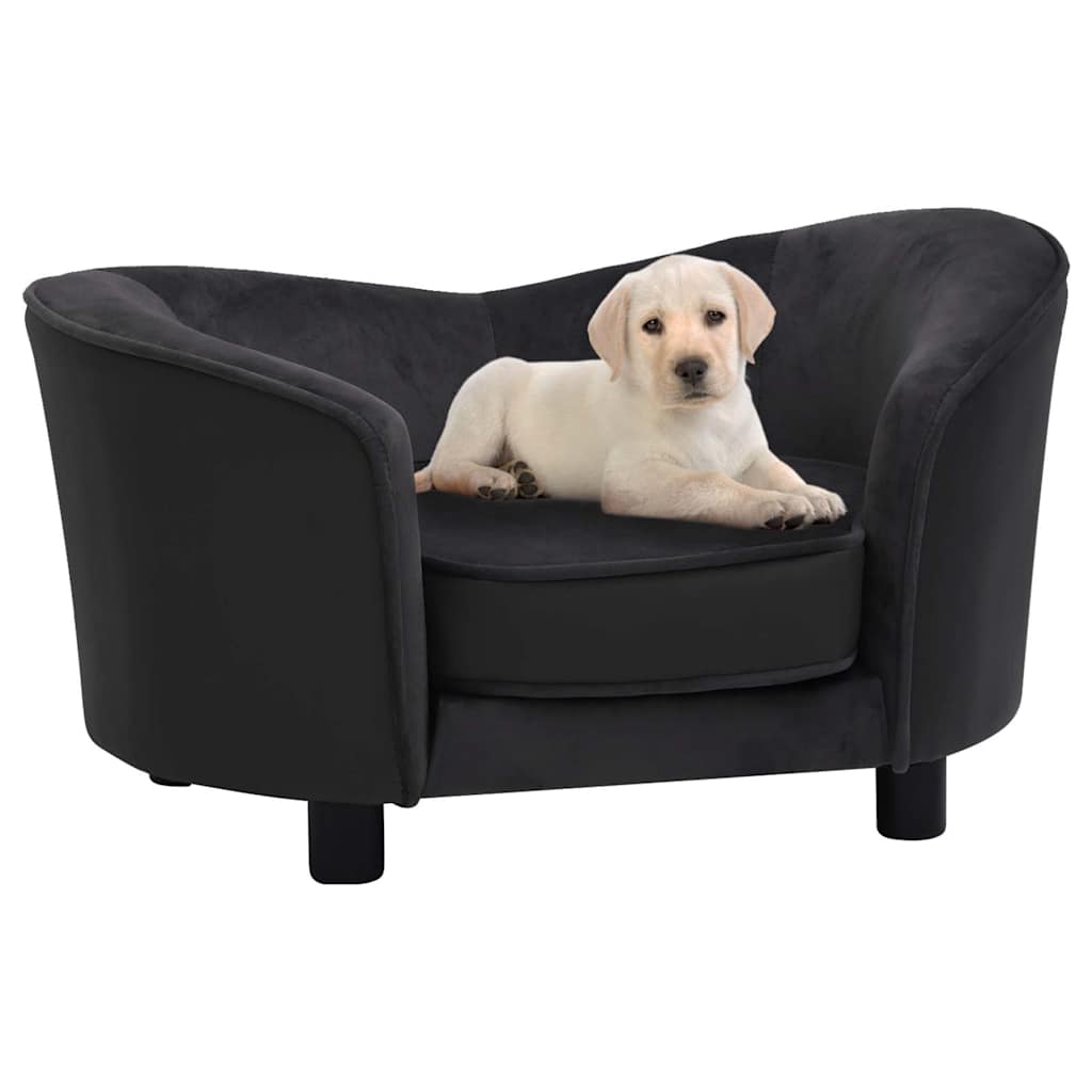 vidaXL Sofá para perros felpa y cuero sintético negro 69x49x40 cm