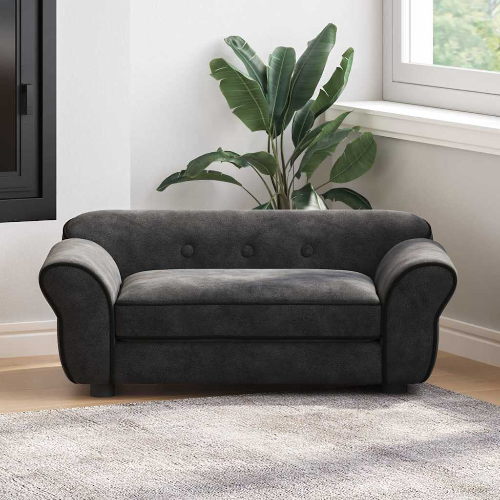 vidaXL Sofá para perros felpa negro 72x45x30 cm