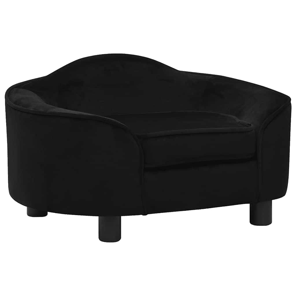 vidaXL Sofá para perros felpa negro 67x47x36 cm
