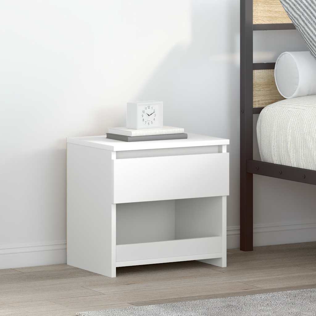 vidaXL Mesita de noche de madera contrachapada blanco 40x30x39 cm