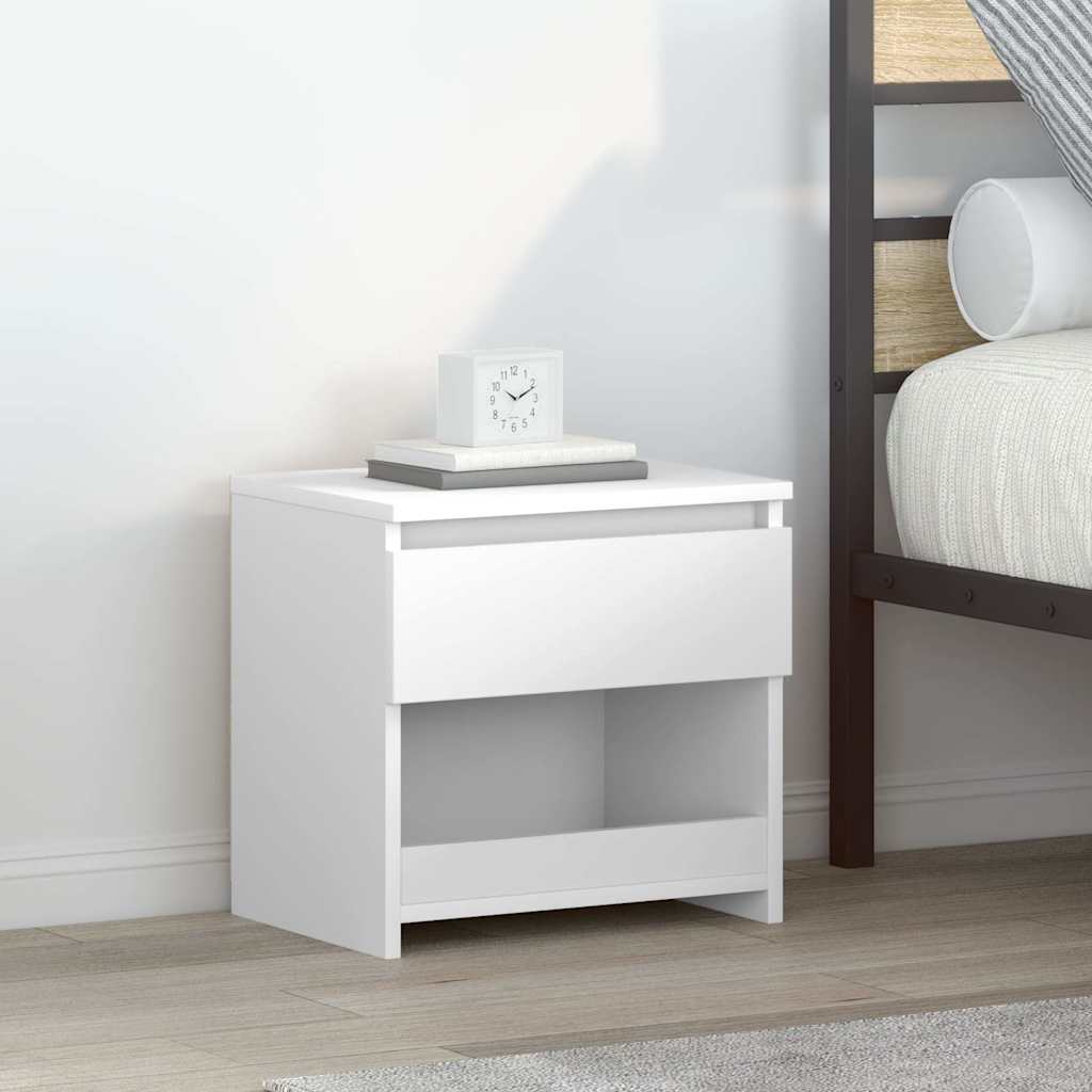 vidaXL Mesita de noche madera contrachapada blanco brillo 40x30x39 cm