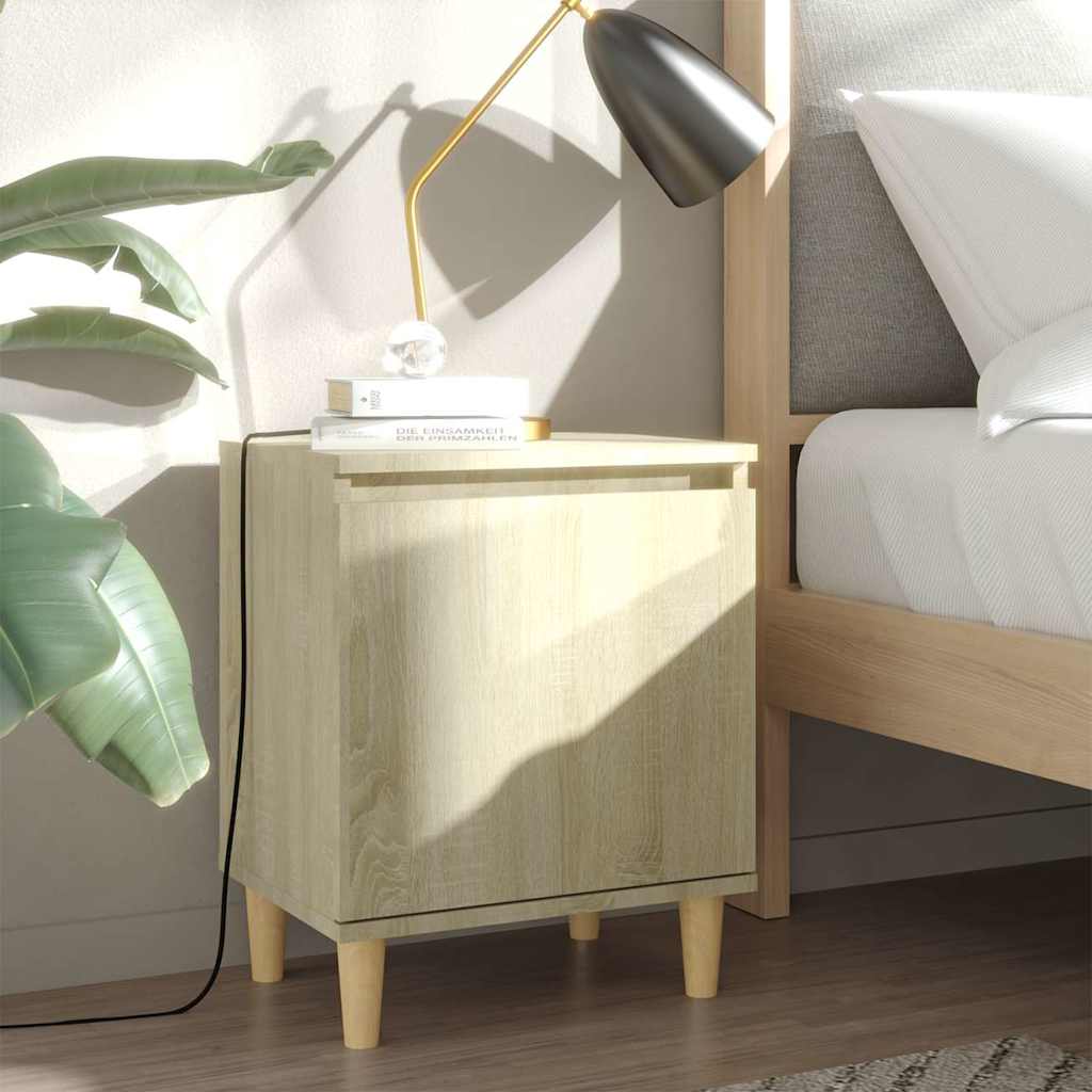 vidaXL Mesitas de noche 2 uds con patas madera roble Sonoma 40x30x50cm