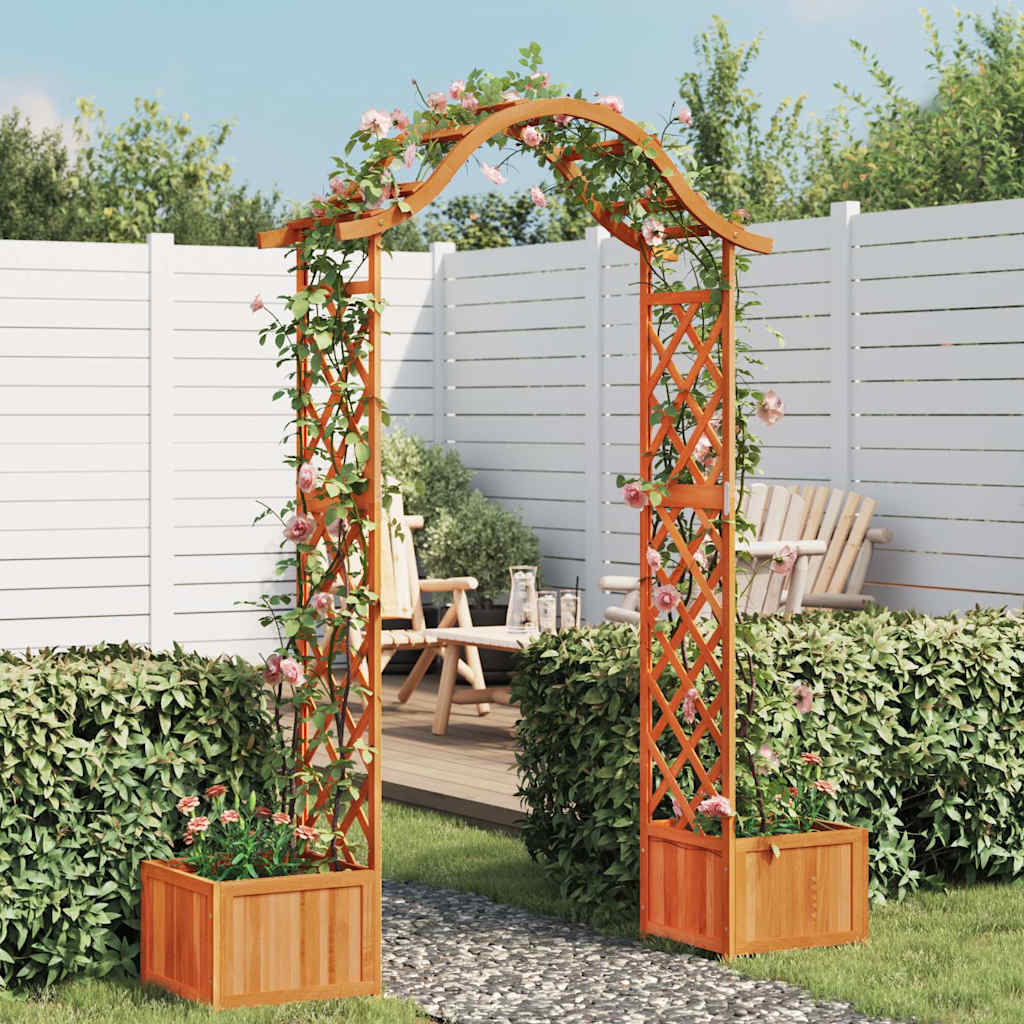 vidaXL Pérgola de jardín con jardinera madera maciza de abeto