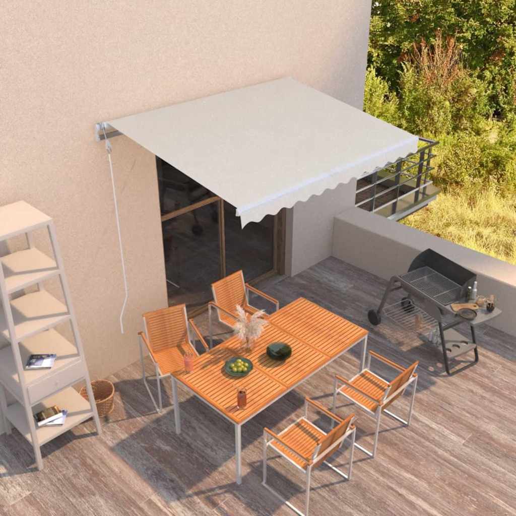 vidaXL Toldo retráctil manual crema 350x250 cm