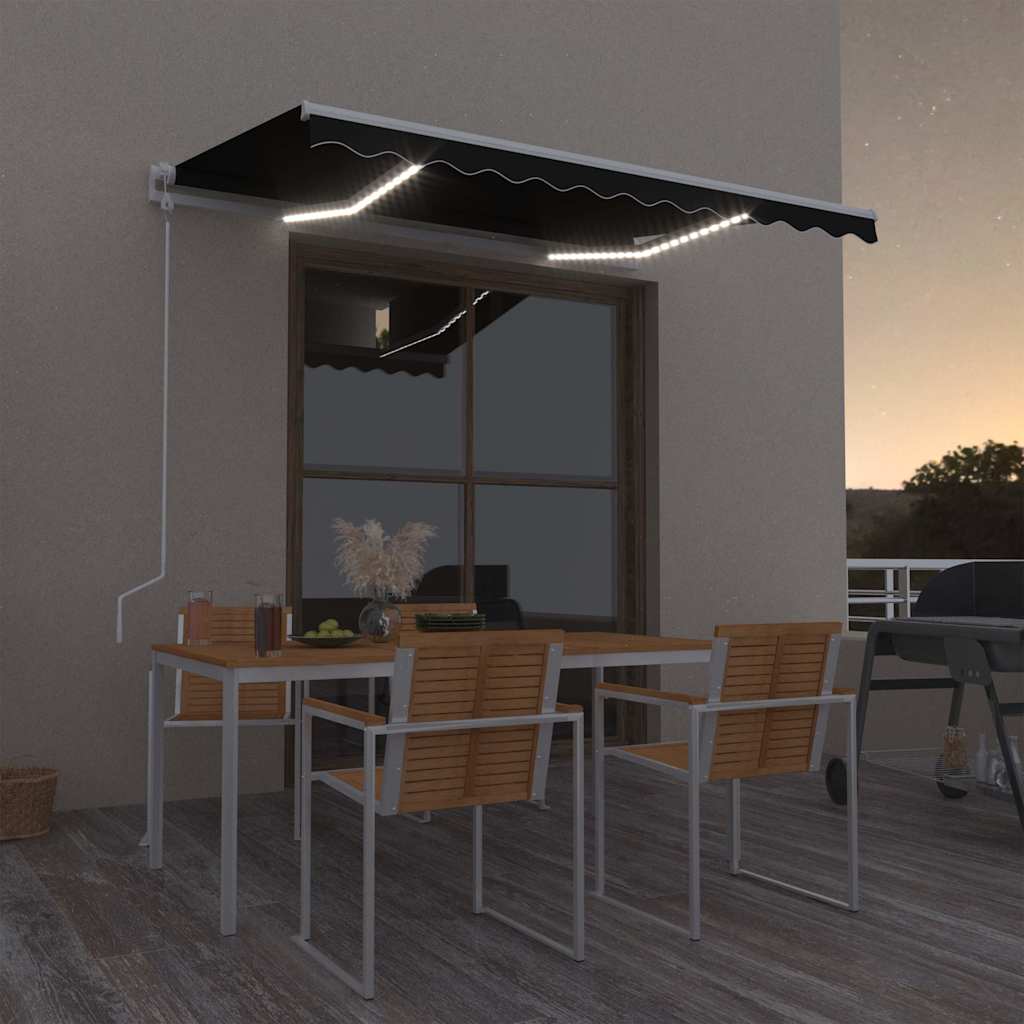 vidaXL Toldo automático con LED y sensor de viento antracita 350x250cm