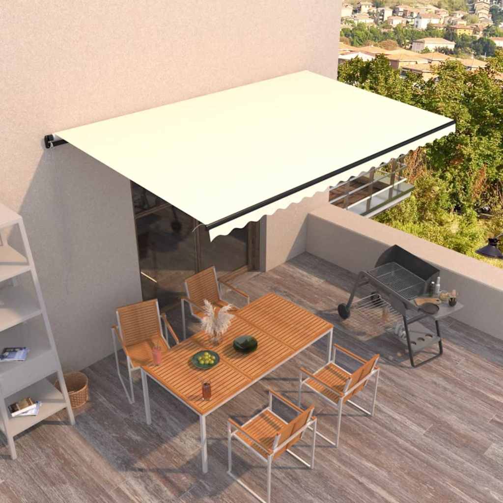 vidaXL Toldo retráctil manual color crema 500x300 cm