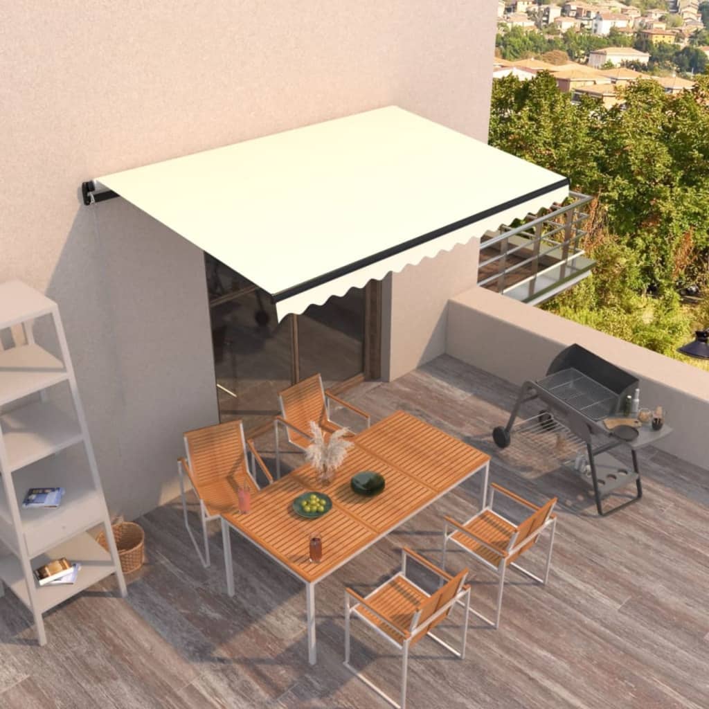 vidaXL Toldo retráctil manual crema 450x350 cm